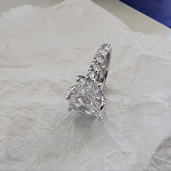 9.02 Total CT Lab Grown Platinum Engagement Ring  IGI Size 6 - Picture 12 of 16